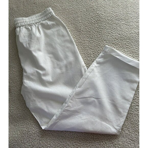 J. Crew Factory Linen Cotton Drawstring Cuffed Pull-on Pants White Size 8 - Picture 4 of 13